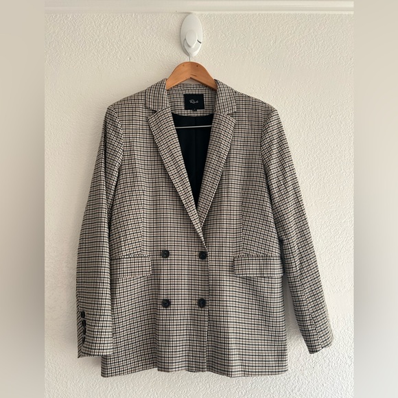 RAILS JAC BLAZER HONEY PLAID Houndstooth Double breasted  Blazer checkers Sz S - Picture 7 of 16